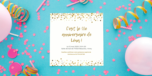 Carte Invitation Anniversaire Enfant Licorne Arc-en-ciel, bords