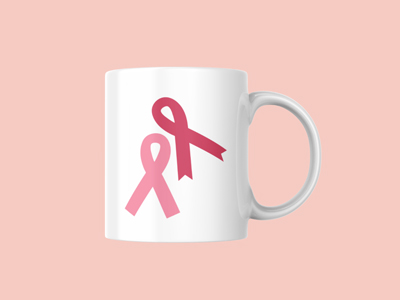 Octobre Rose mug personnalisé avec ruban rose 